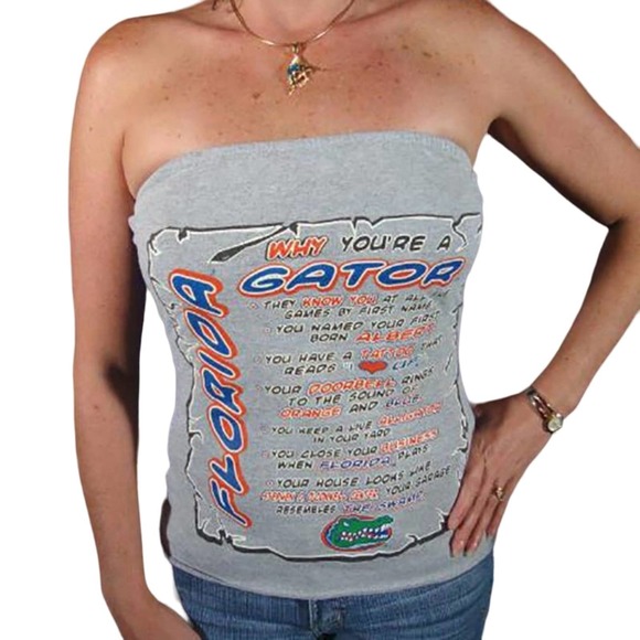 University Of Florida Gators UF Gray Strapless Tube Top Women Gameday T Shirt XL - Picture 1 of 2